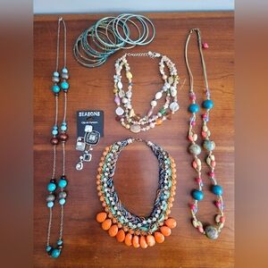 19 Piece Jewelry Bundle Of Bold Colorful Costume Jewelry